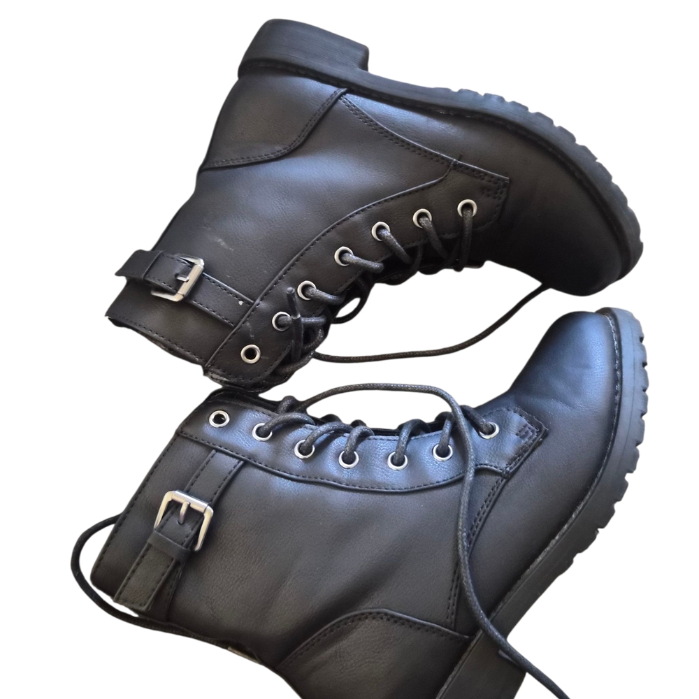 Place Black Lace-Up Girl Ankle Boots Size1